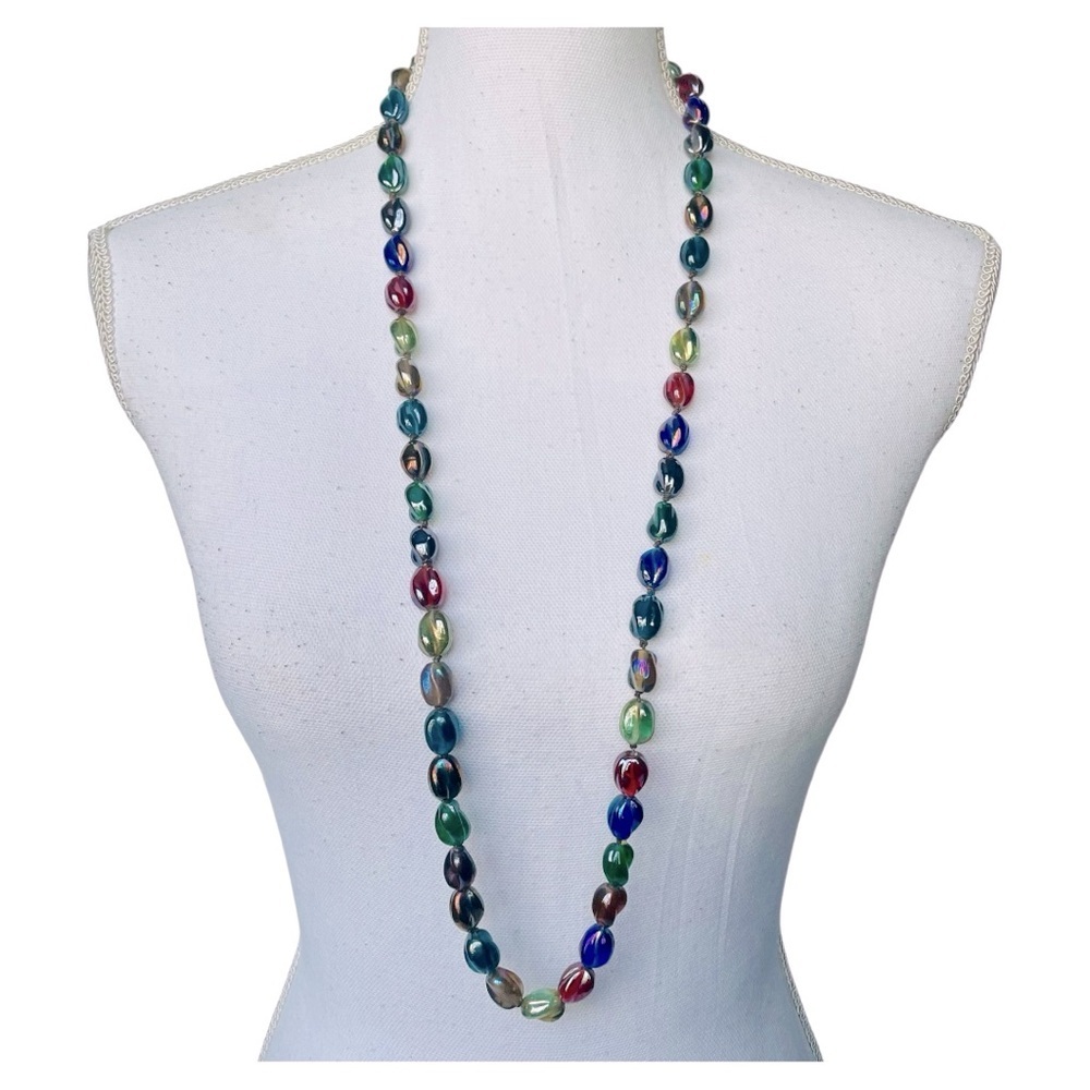 Charming Charlie Multicolor Glass Beaded Long Necklace and Earring Set NWT